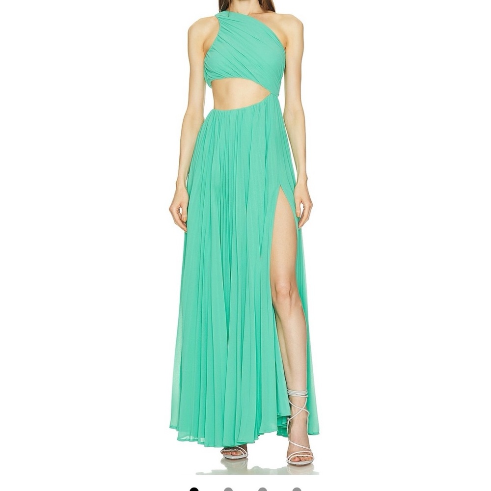 Michael Costello x REVOLVE Jovie Gown in Aqua.